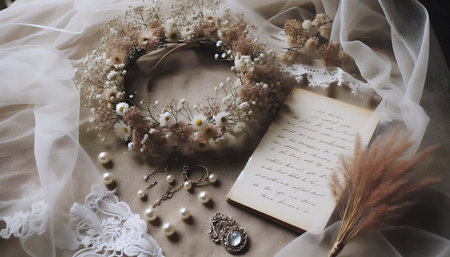 Wedding accessories bouquet, Ai generated imageの写真素材