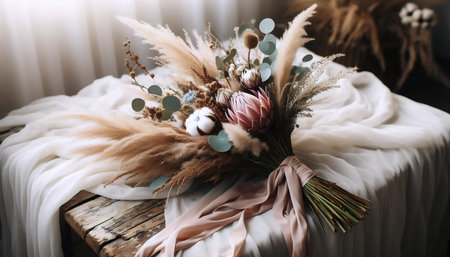 Wedding accessories bouquet, Ai generated imageの写真素材