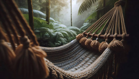 Hammock in jungle, Ai generated imageの写真素材