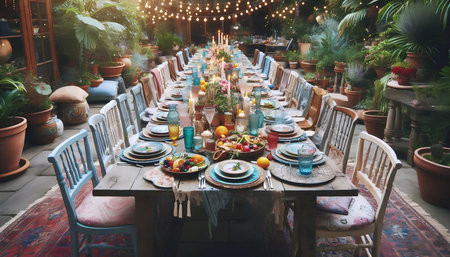 Breakfast table setting, Ai generated image
