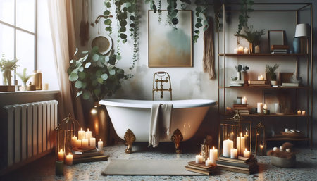 Bathroom sanctuary, Ai generated imageの写真素材