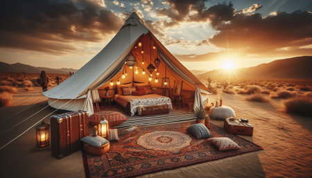 Boho glamping scene, Ai generated imageの写真素材