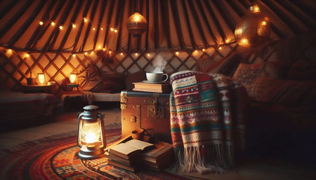 Boho glamping scene, Ai generated imageの写真素材