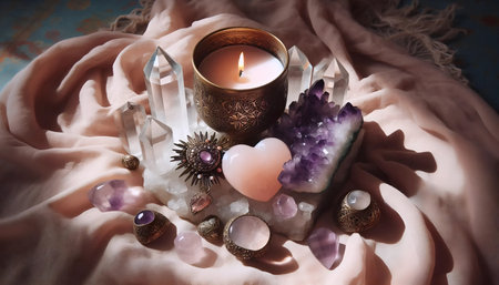 Mystical crystal still life, Ai generated image