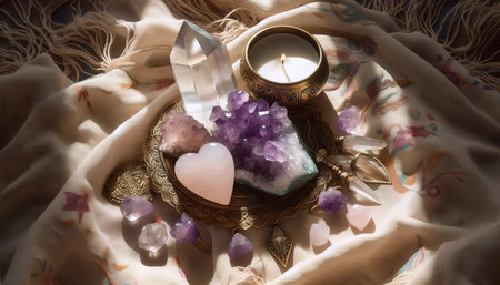 Mystical crystal still life, Ai generated image