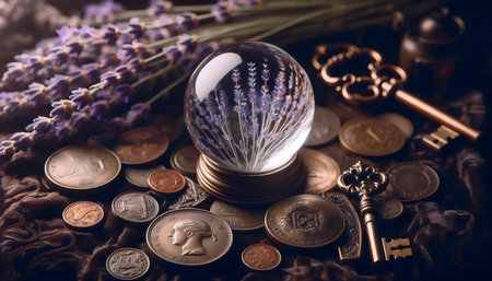 Mystical crystal still life, Ai generated imageの写真素材