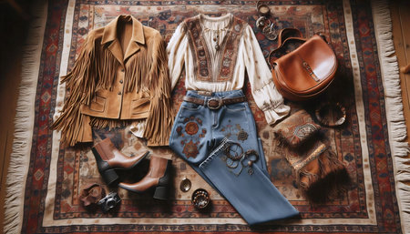 Boho fashion style, Ai generated imageの写真素材