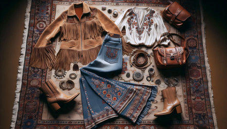 Boho fashion style, Ai generated imageの写真素材