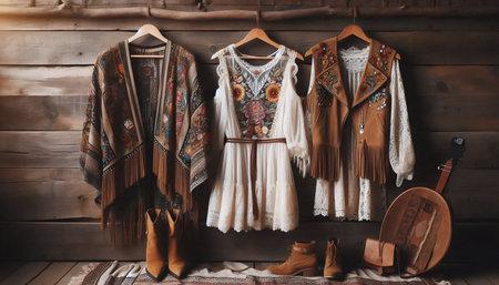 Boho fashion style, Ai generated imageの写真素材