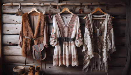 Boho fashion style, Ai generated imageの写真素材