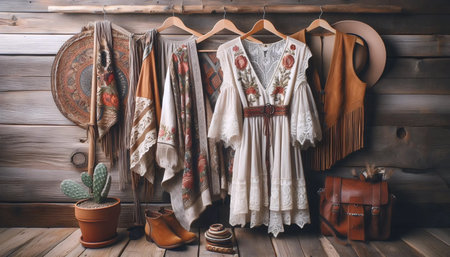 Boho fashion style, Ai generated imageの写真素材