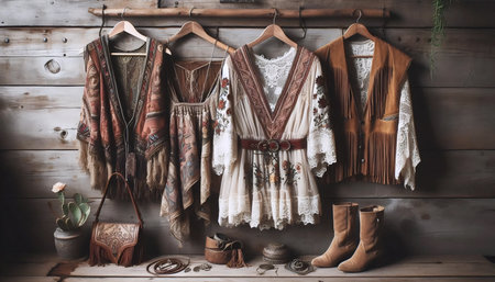 Boho fashion style, Ai generated imageの写真素材