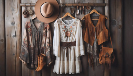 Boho fashion style, Ai generated imageの写真素材