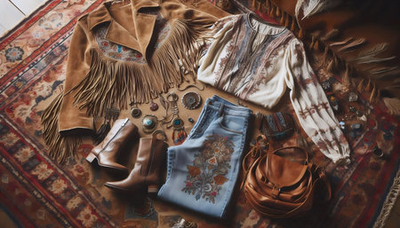 Boho fashion style, Ai generated imageの写真素材