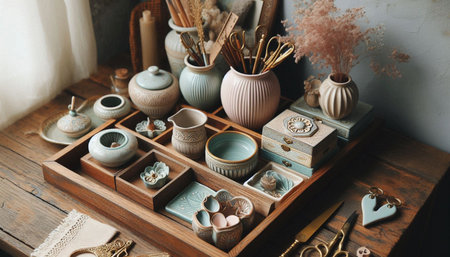 Boho home office, Ai generated imageの写真素材