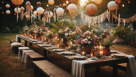 Boho garden party, Ai generated imageの写真素材