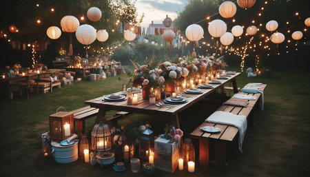 Boho garden party, Ai generated imageの写真素材