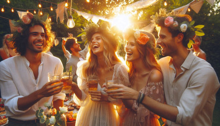 Boho garden party, Ai generated imageの写真素材