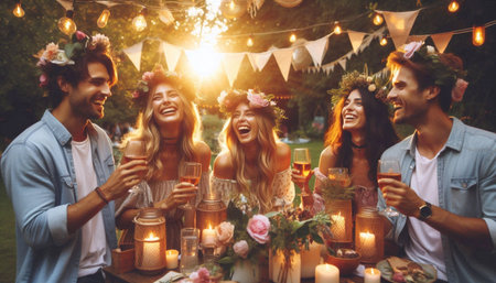 Boho garden party, Ai generated imageの写真素材