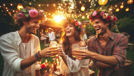 Boho garden party, Ai generated imageの写真素材