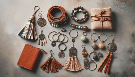 Boho accessories closeup, Ai generated imageの写真素材