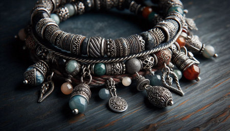 Boho accessories closeup, Ai generated image