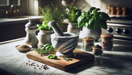 Boho kitchen interior, Ai generated imageの写真素材