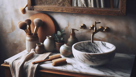 Bathroom sanctuary, Ai generated imageの写真素材