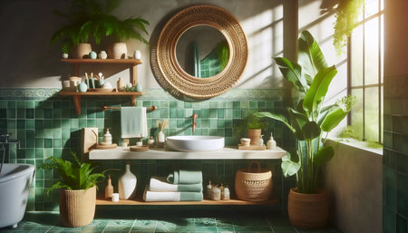 Bathroom sanctuary, Ai generated imageの写真素材