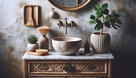 Bathroom sanctuary, Ai generated imageの写真素材