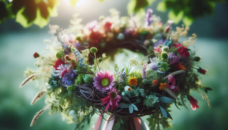 Flower hair portrait, Ai generated imageの写真素材