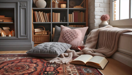 Reading nook corner, Ai generated imageの写真素材