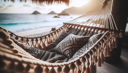 Beach hammock scene, Ai generated imageの写真素材