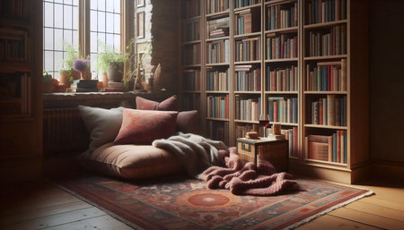 Reading nook corner, Ai generated imageの写真素材