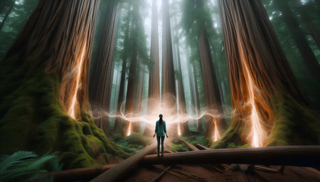 Forest breath immersion, Ai generated imageの写真素材