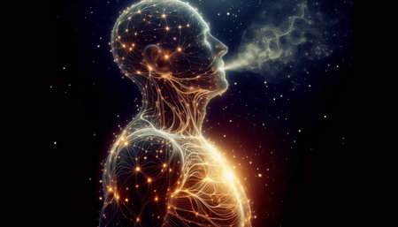 Body energy flows, Ai generated imageの写真素材