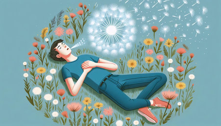 Nature field connection, Ai generated imageの写真素材