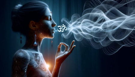 Breath and sound Om, Ai generated imageの写真素材