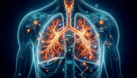 Scientific lungs visualization, Ai generated imageの写真素材