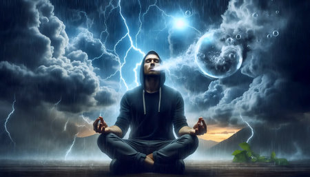 Breath in storm, Ai generated image