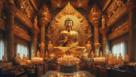 Golden Buddha temple, Ai generated imageの写真素材