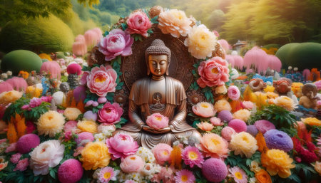 Buddha flowering garden, Ai generated imageの写真素材