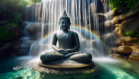 Buddha waterfallの写真素材