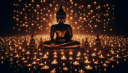 Buddha candlelight, Ai generated imageの写真素材