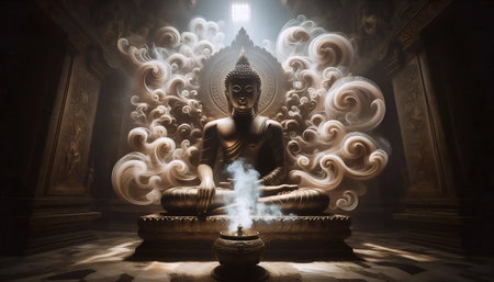 Buddha incense smoke, Ai generated imageの写真素材