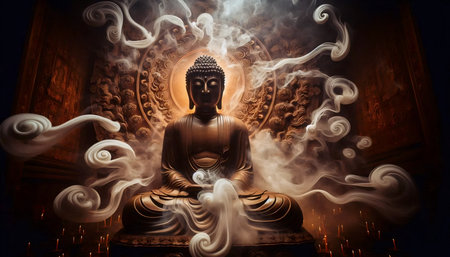 Buddha incense smoke, Ai generated imageの写真素材