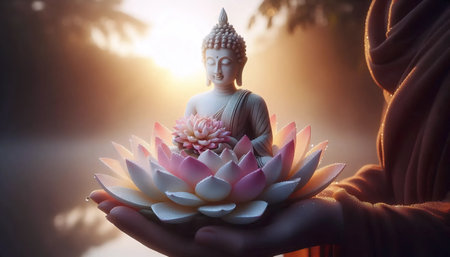 Buddha lotus flowers, Ai generated image
