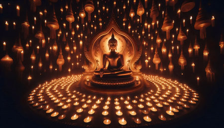 Buddha candlelight, Ai generated image
