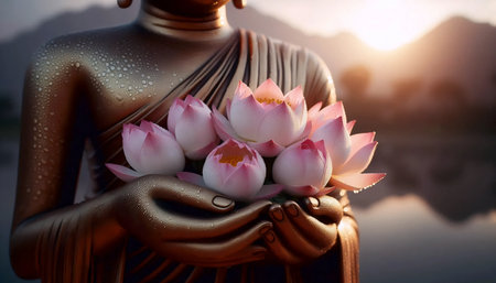 Buddha lotus flowers, Ai generated imageの写真素材