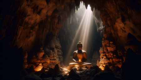 Buddha cave dwellingの写真素材